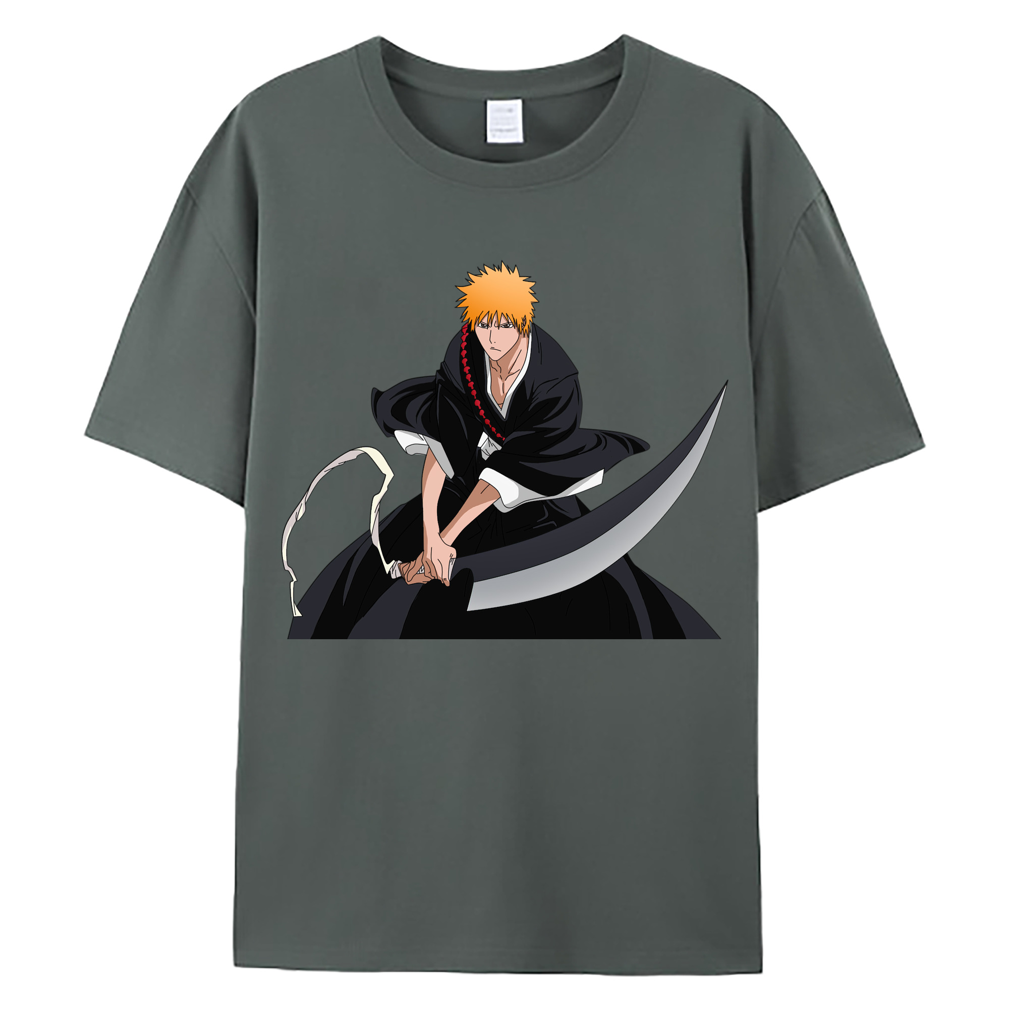 （画像用） ブリーチ 黒崎一護（くろさき いちご）BLEACH Kurosaki Ichigo 綿100％ メンズ半袖Tシャツ｜肌触りやわらか＆通気性